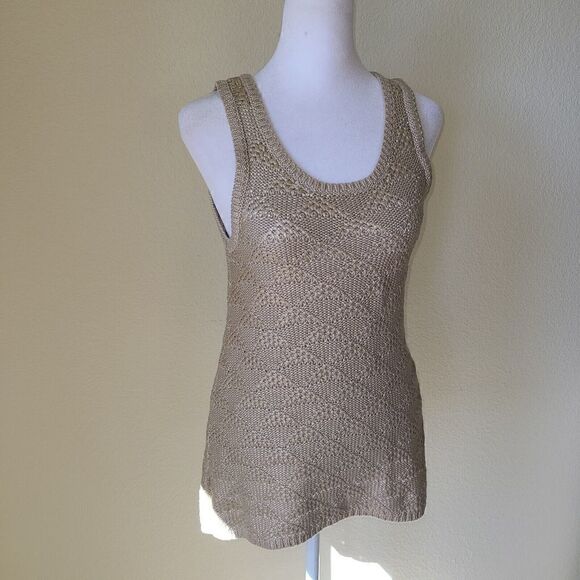 Moth Anthropologie Gold Metallic Sleeveless Tank Top Tunic Sweater Size XS - Picture 4 of 10
